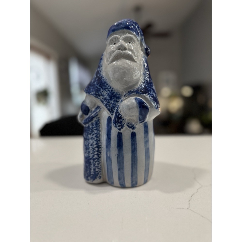 Eldreth Salt Glazed Pottery Old World Santa Cobalt 2006 Christmas Belsnickle